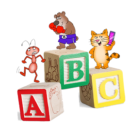 Active Alphabet characters standing on ABC blocks