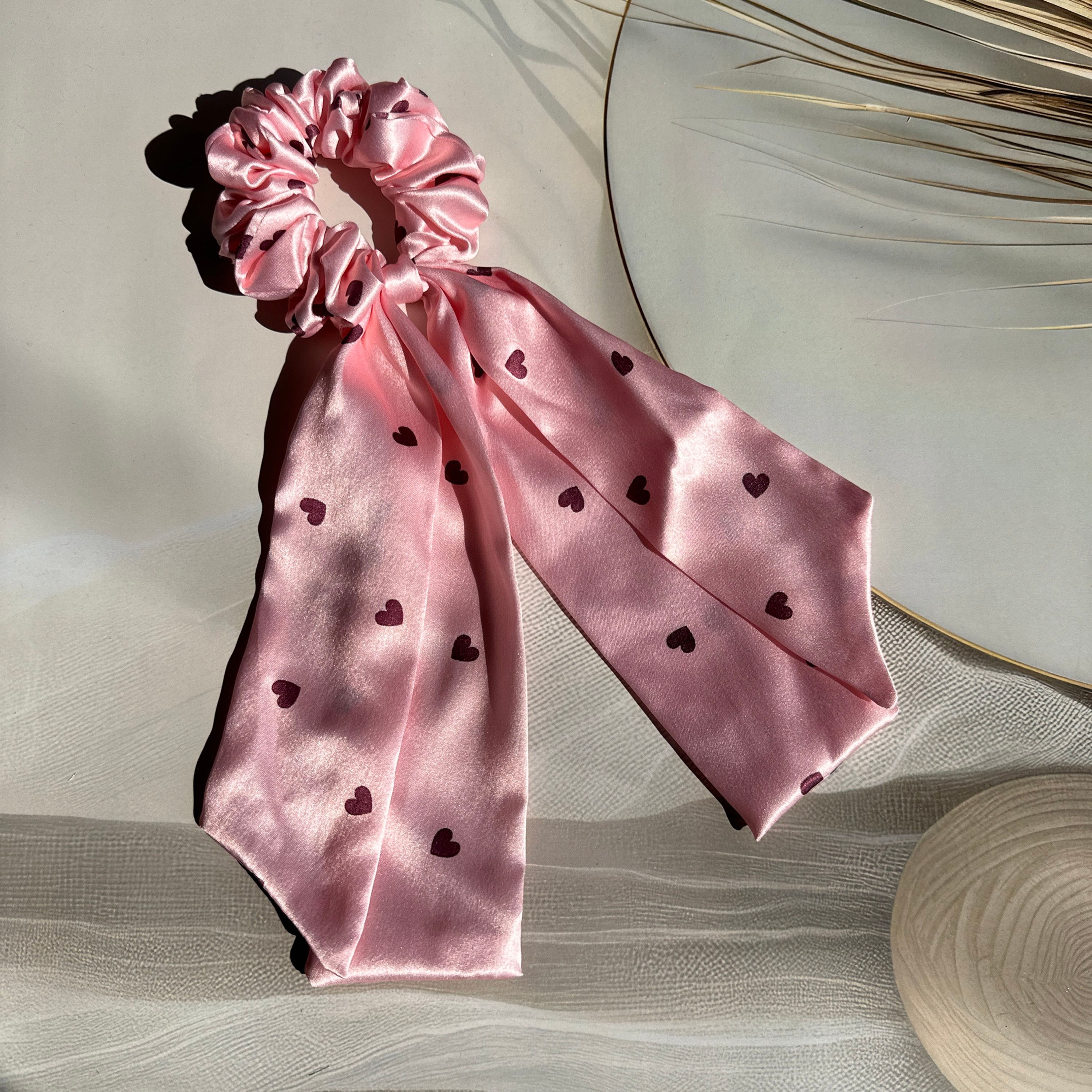 PEACH HEARTS DUAL TAIL SCRUNCHIES