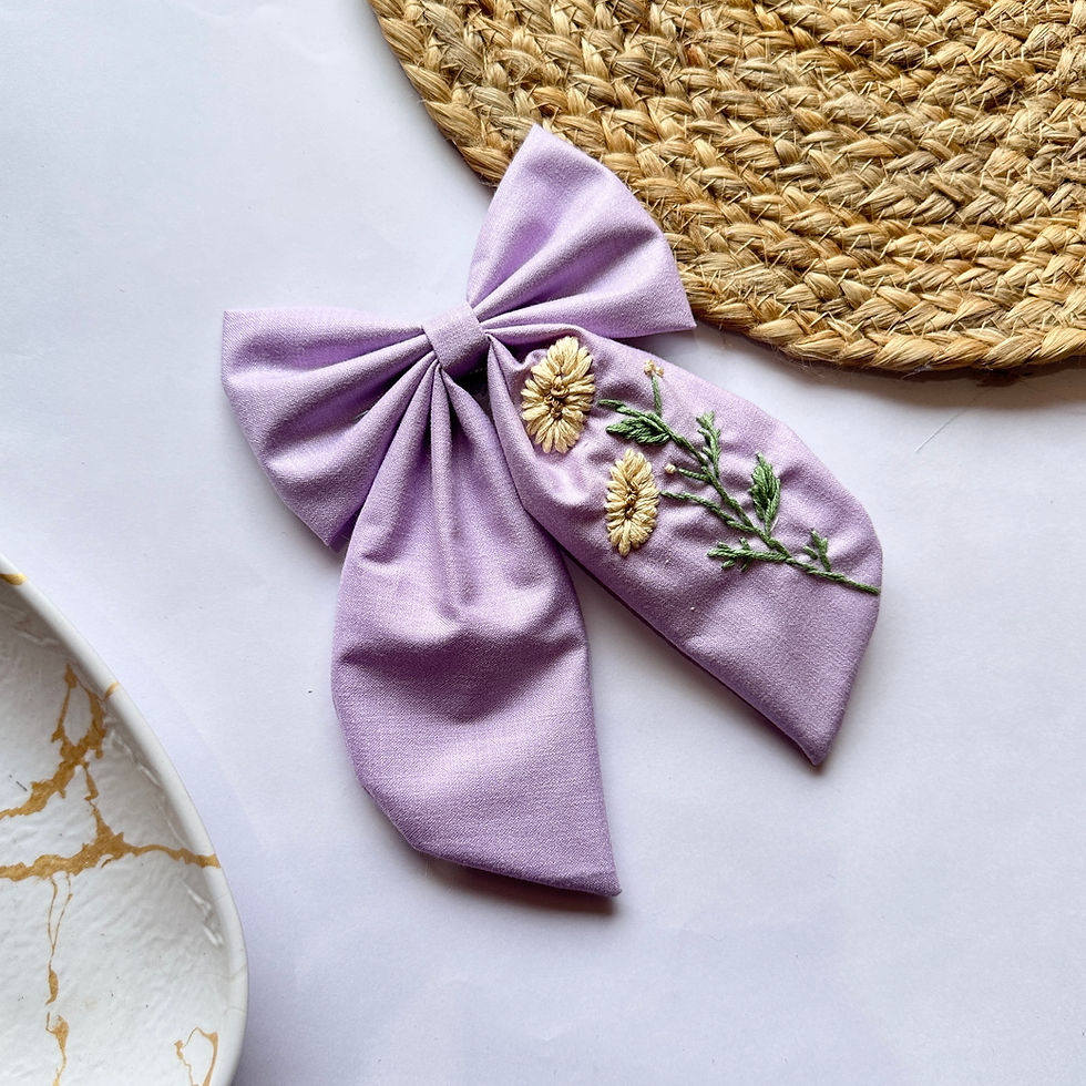 Thumbnail: DAISY FLORAL EMBROIDERY BOWCLIPS