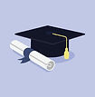 Graduation cap and scroll