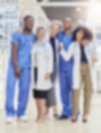 winning team portrait and doctors or nurses