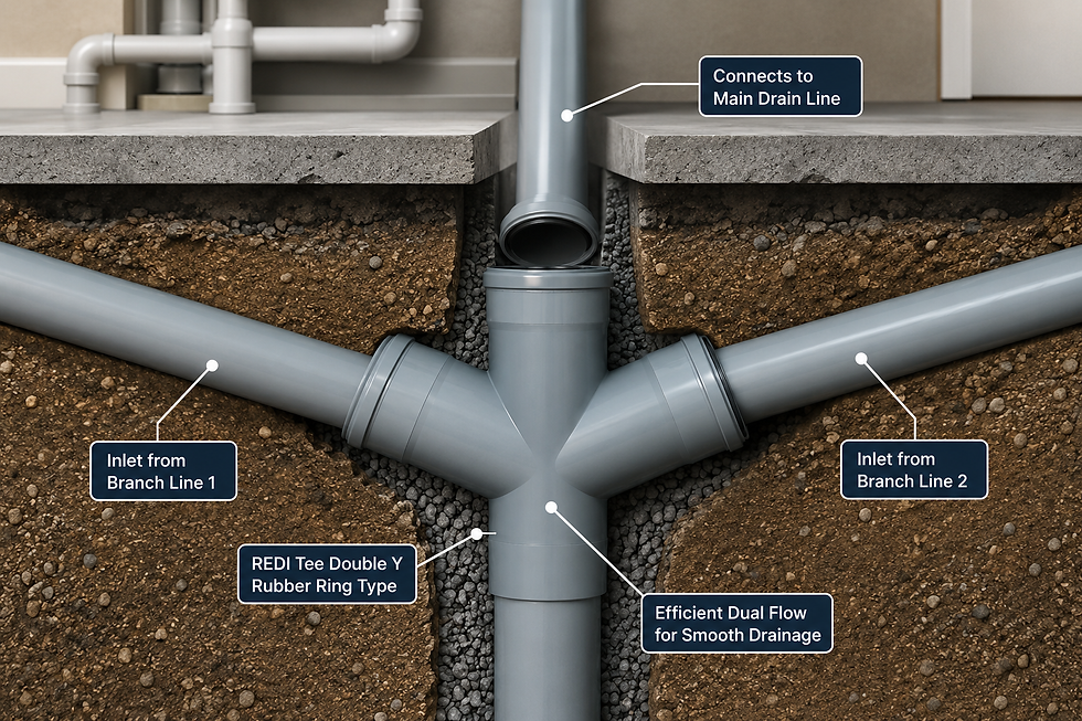 Underground plumbing system cross-section diagram