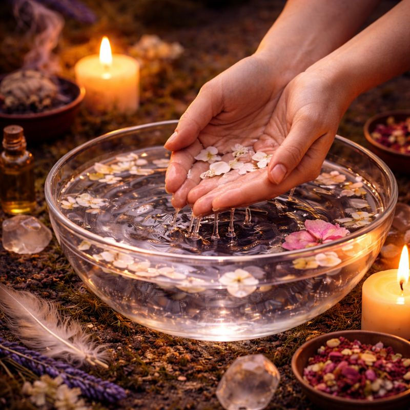 Two bowls of water and incense used for lunar eclipse ritual and moon water ceremony