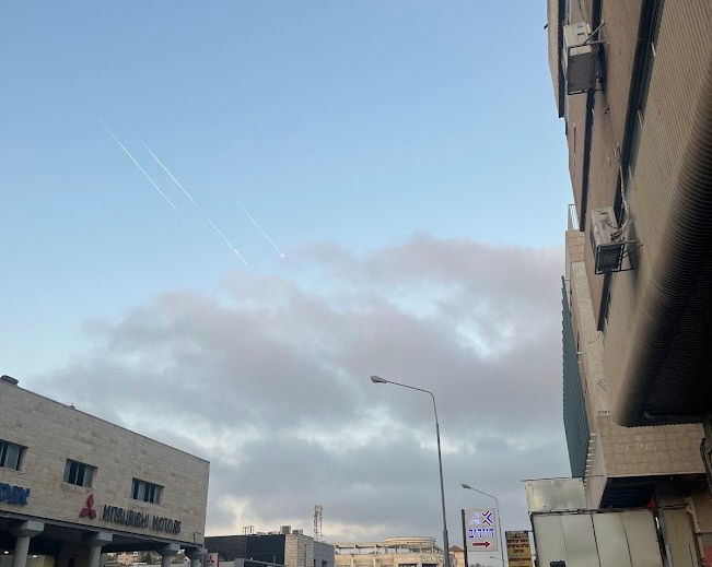 Missiles from Iran above my neighborhood in Jerusalem.