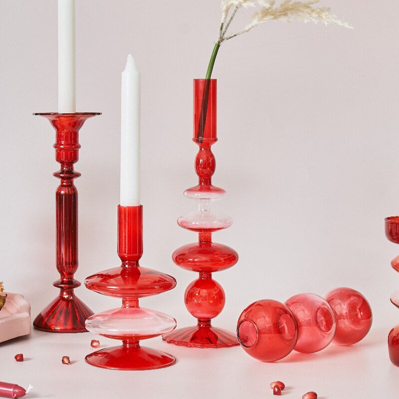 Thumbnail:  Red Glass Candle Holder 