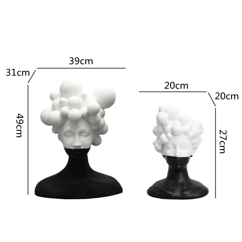 Miniaturebillede: Minimalist Black and White Mystery Lady Figurine Room Decor Desk Ornaments
