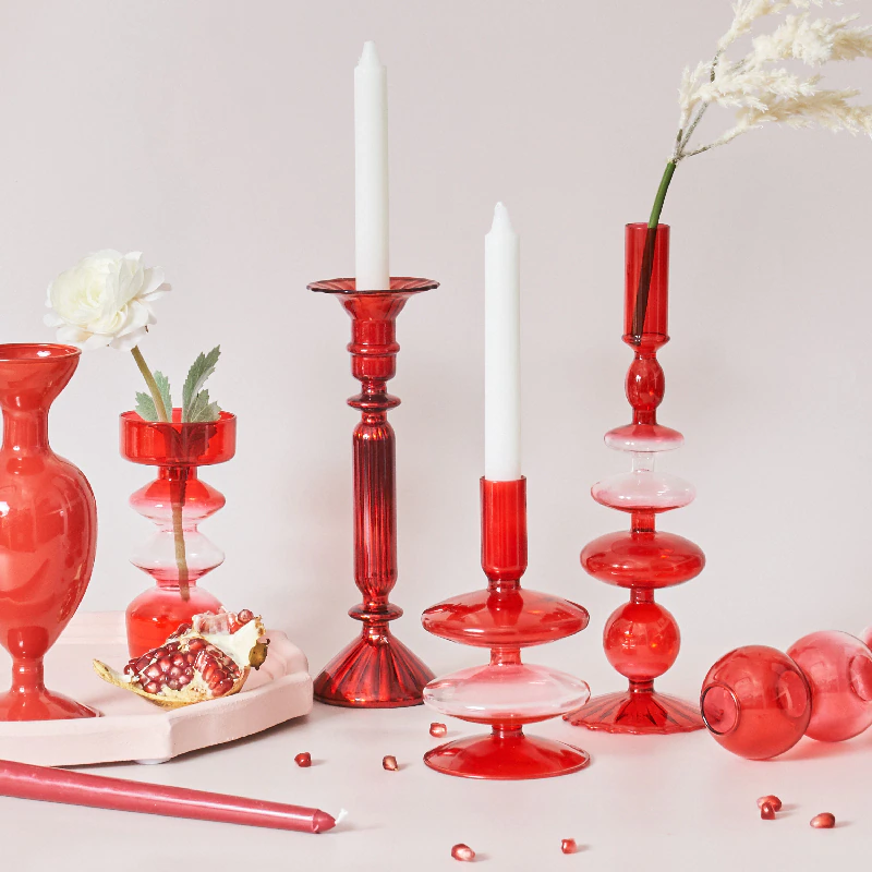 Thumbnail:  Red Glass Candle Holder 
