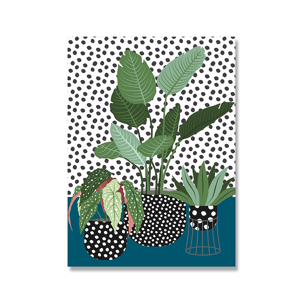 Thumbnail: Quirky Plants in Spotty Vases Canvas Painting 