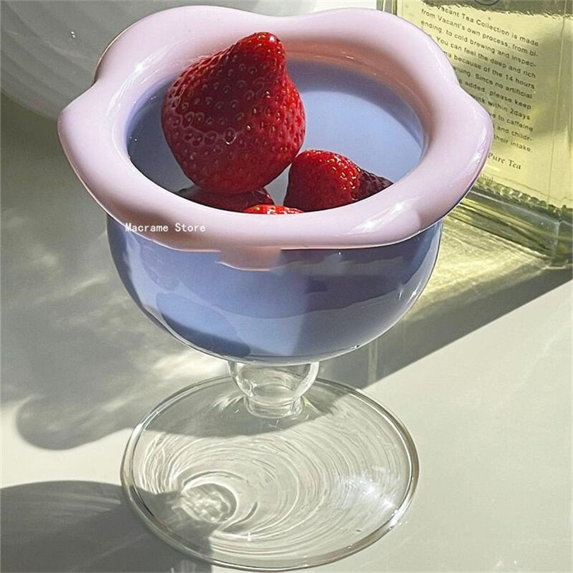 Miniaturebillede: Rose Glass Ice Cream Dessert Cup Gift Glass Dessert Bowl Ice Cream Bowl
