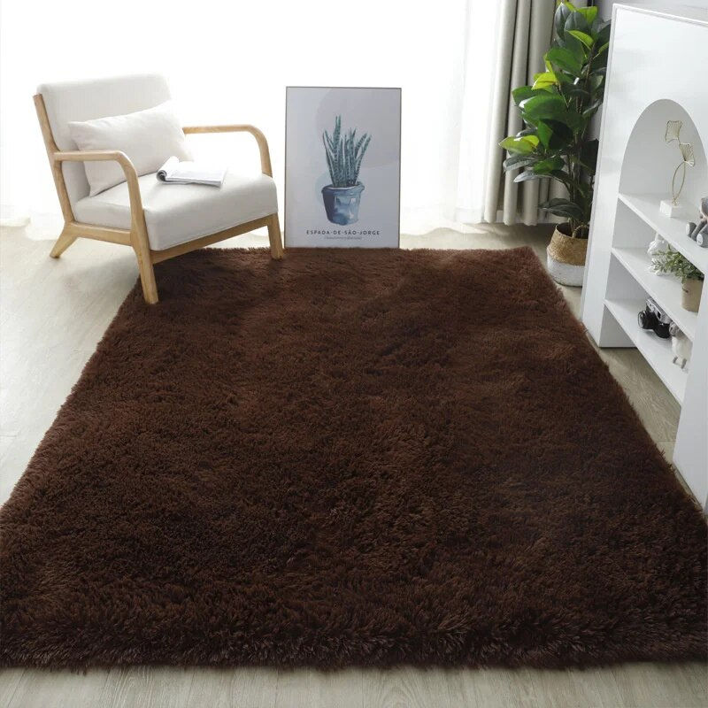 Miniaturebillede: Fluffy Rugs Large Shaggy Rug Bedroom Living Room Anti Slip Soft Carpet