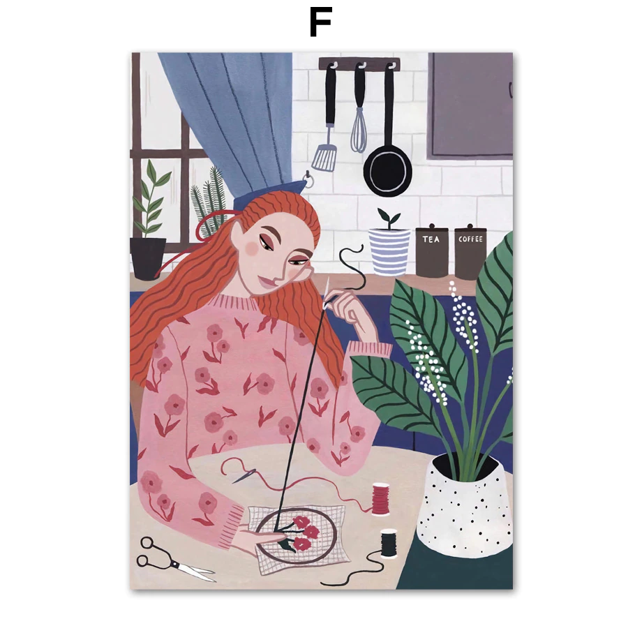 Miniaturebillede: Flower Plant Leaves Illustration CanvasnWall Art