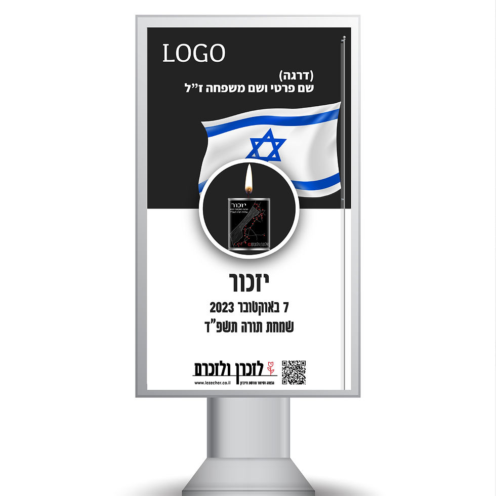 לזכרן ולזכרם - הדמיה של תמונה בעיצוב שבעה באוקטובר 2023 עם לוגו ופרטי המונצח/ת בתוך מסך מחשב לאורך