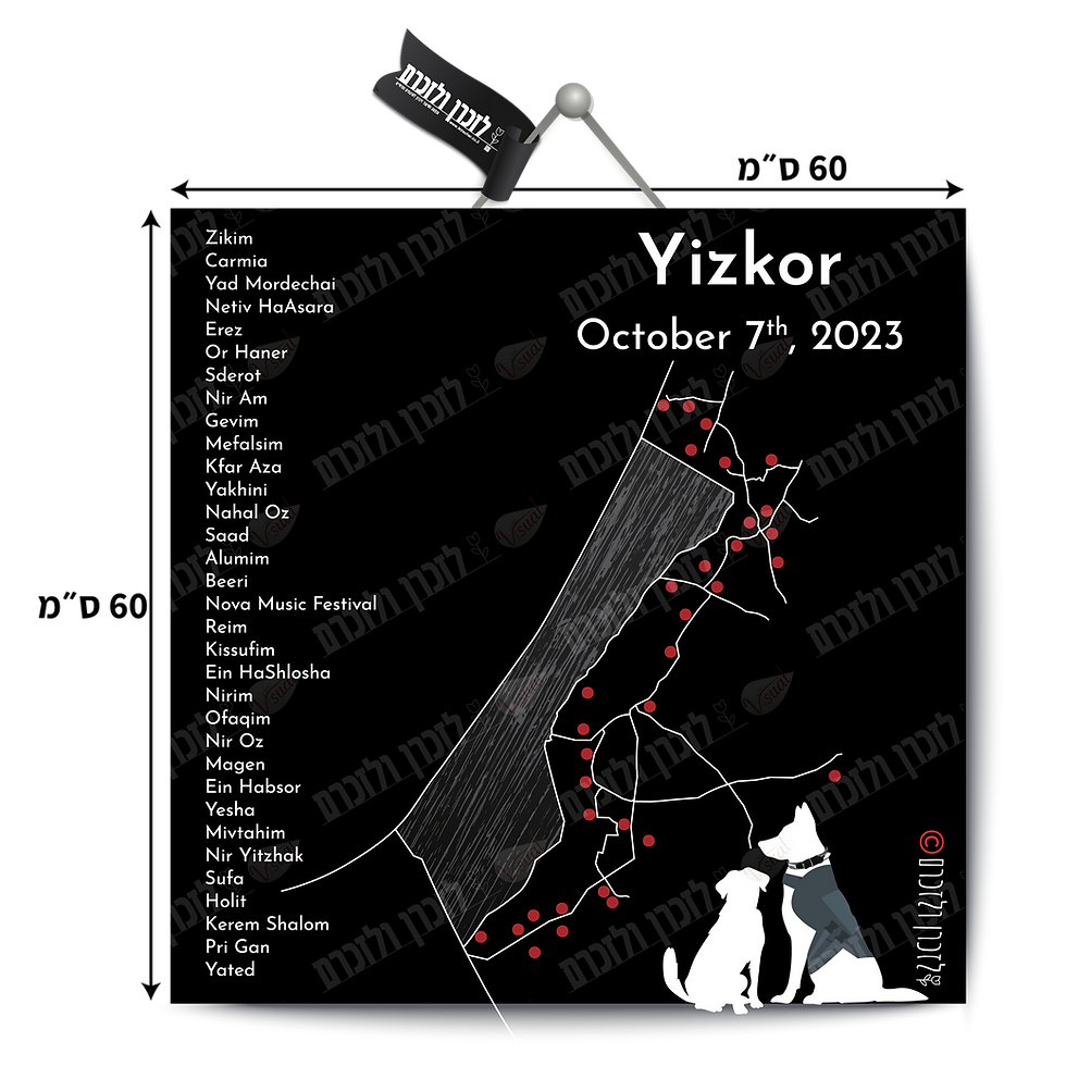 תמונה ממוזערת: Image of wall sign for memory October 7th, 2023 - Four-Legged Dogs with dimensions 60*60 cm