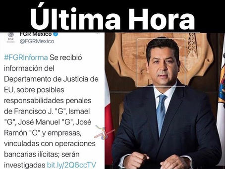 Dpto. De Justicia de EU envía info sobre Cabeza de Vaca a la FGR