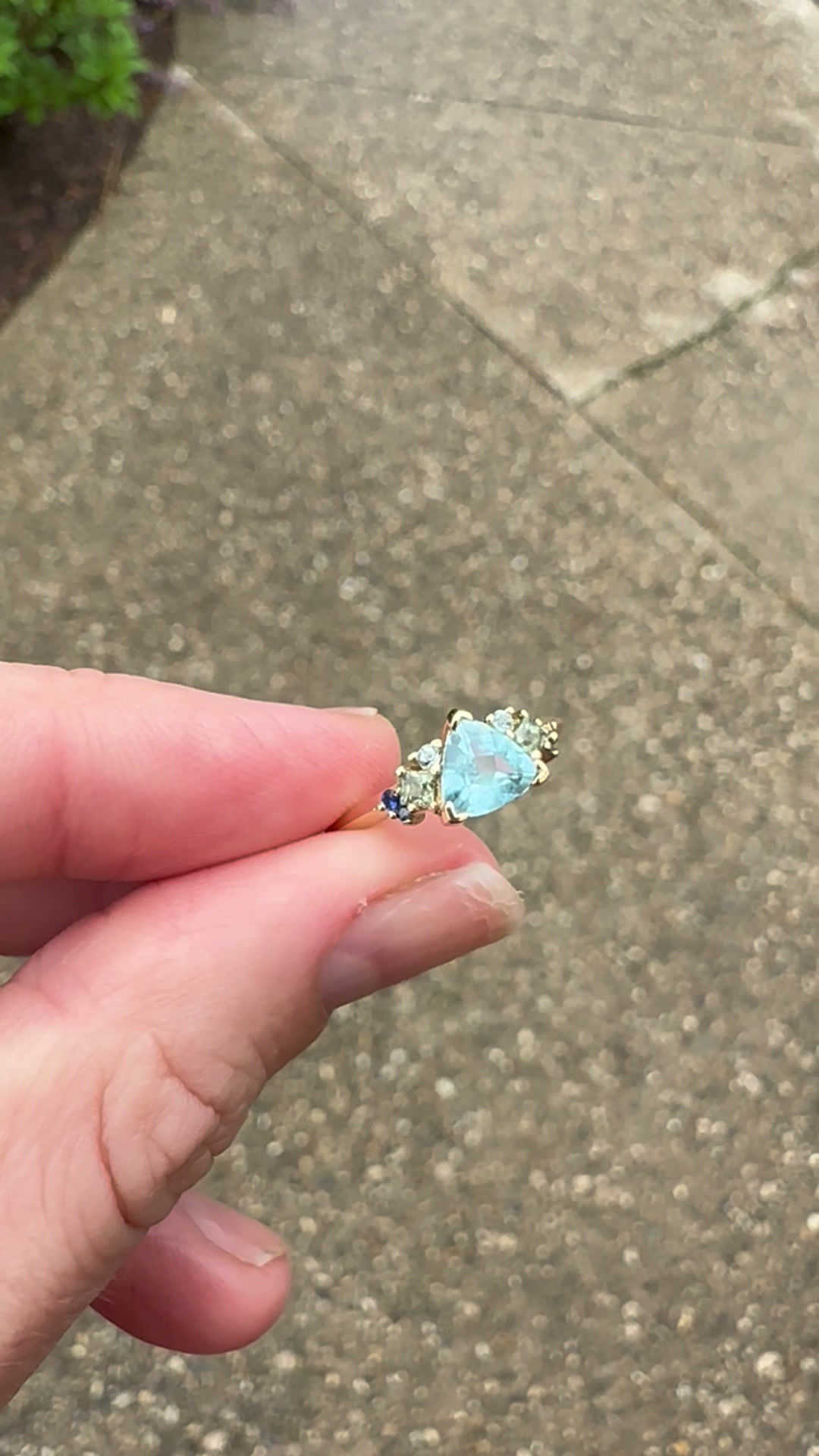 Blue Green Trillion Ring