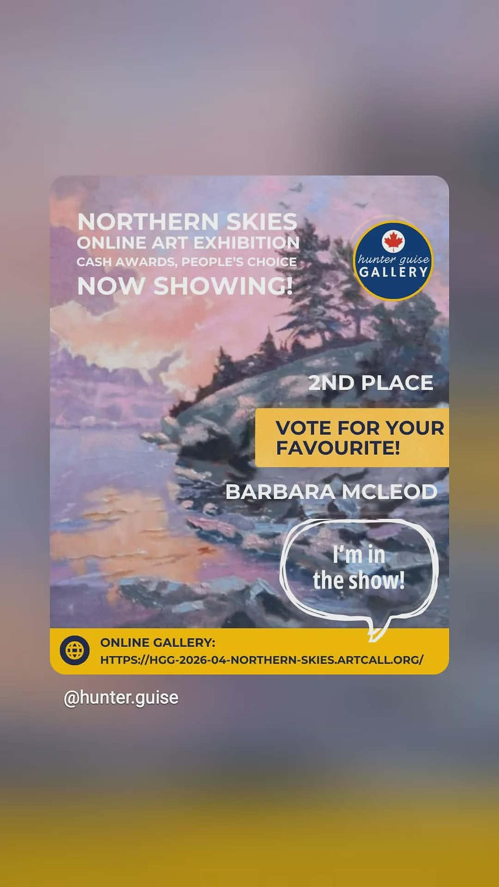 Barbara McLeod Wins 2nd Place In Northern Skies Online Art Exhibition!