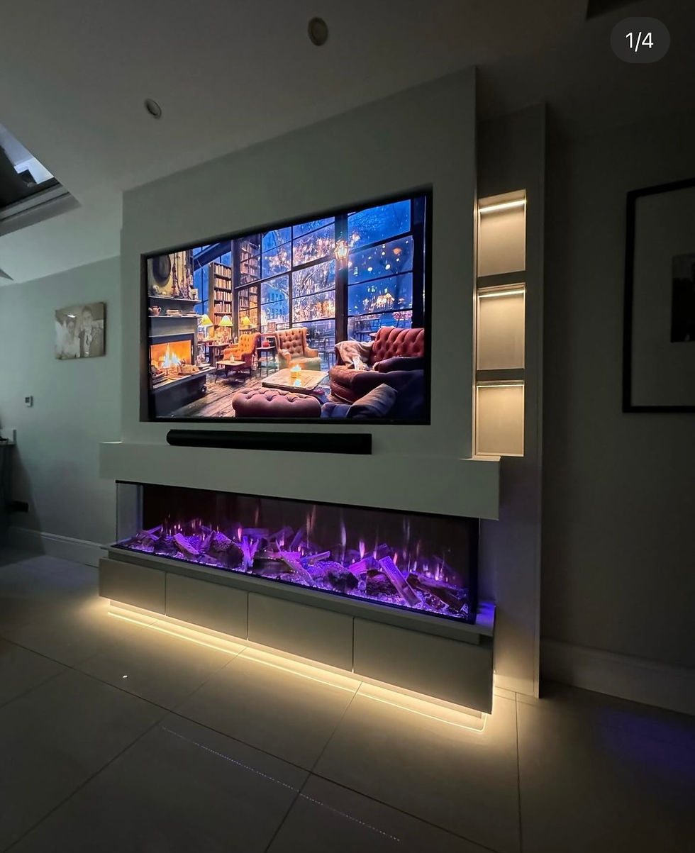 Thumbnail: 2026 Wifi Ambermist Luxe 2000mm Mediawall Inset Fireplace  Black edition