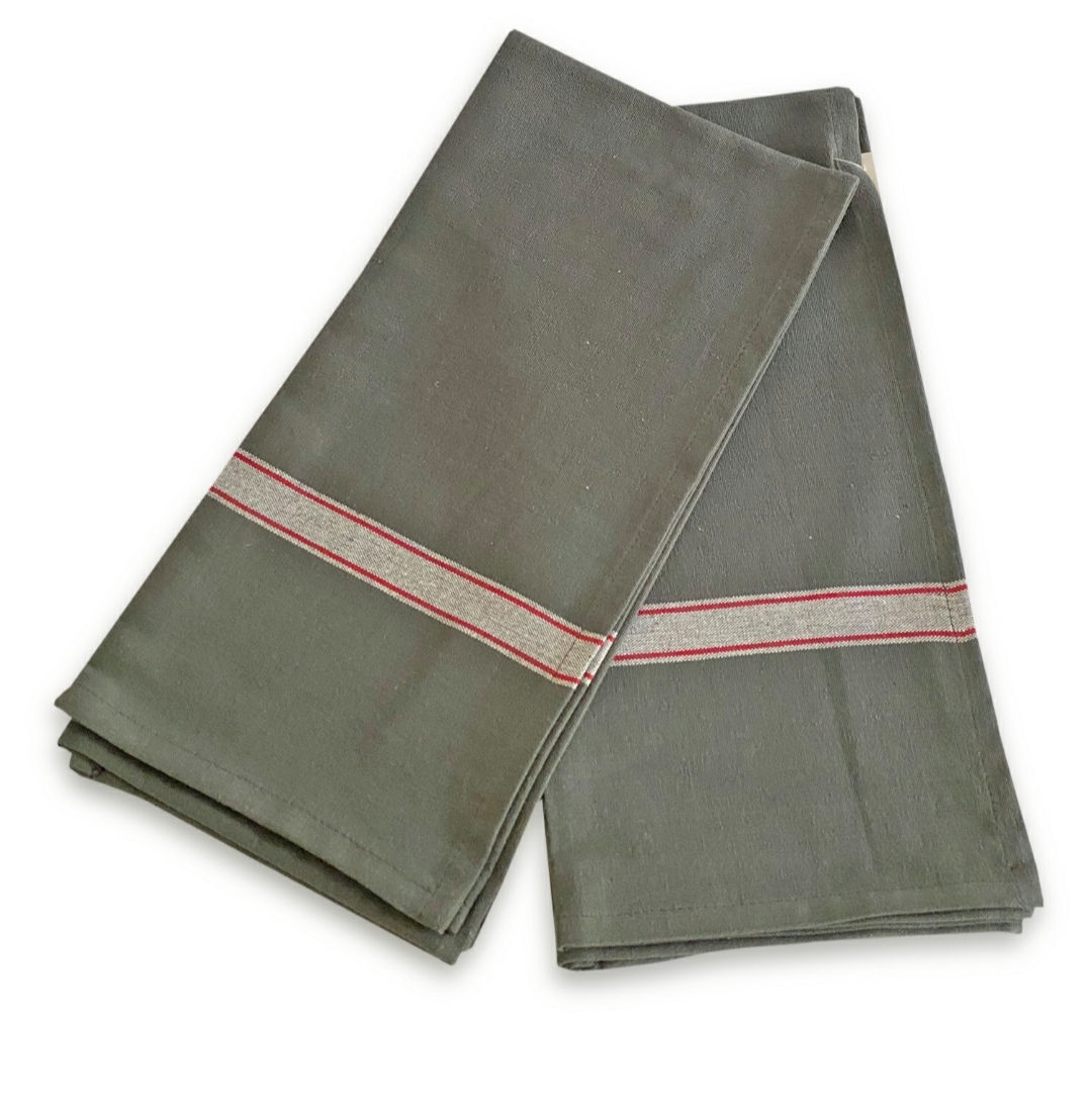 זוג מגבות כותנה איכותית דגם אפור פס רקום