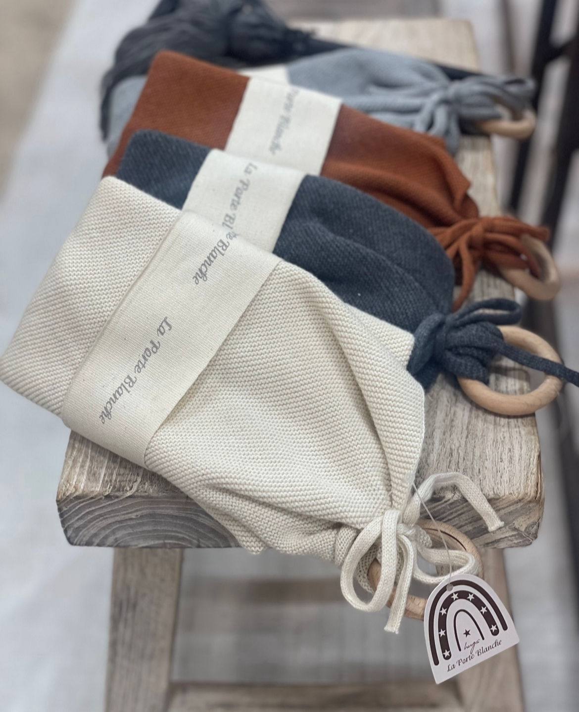 חיבוקי 100% כותנה לתינוק חישוק עץ- טבעי