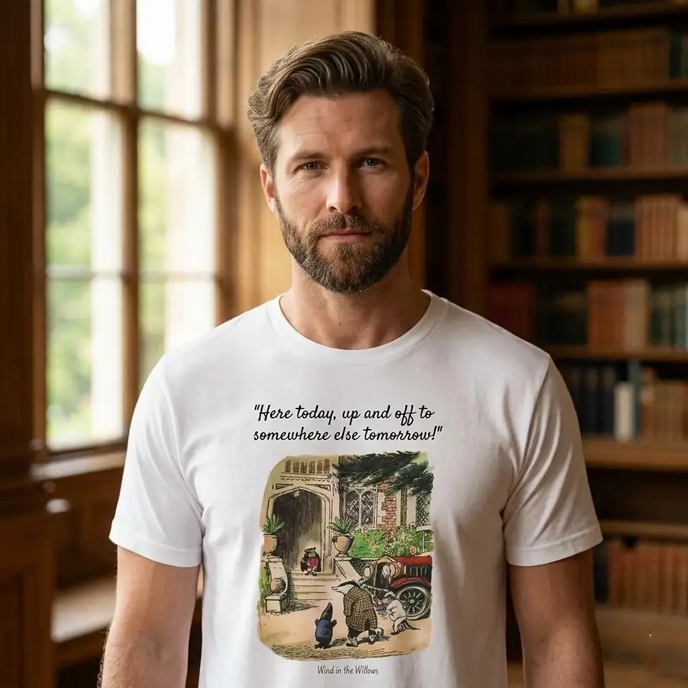 Thumbnail: Wind in the Willows Quote T-Shirt – Mr. Toad Literary Classic Illustration