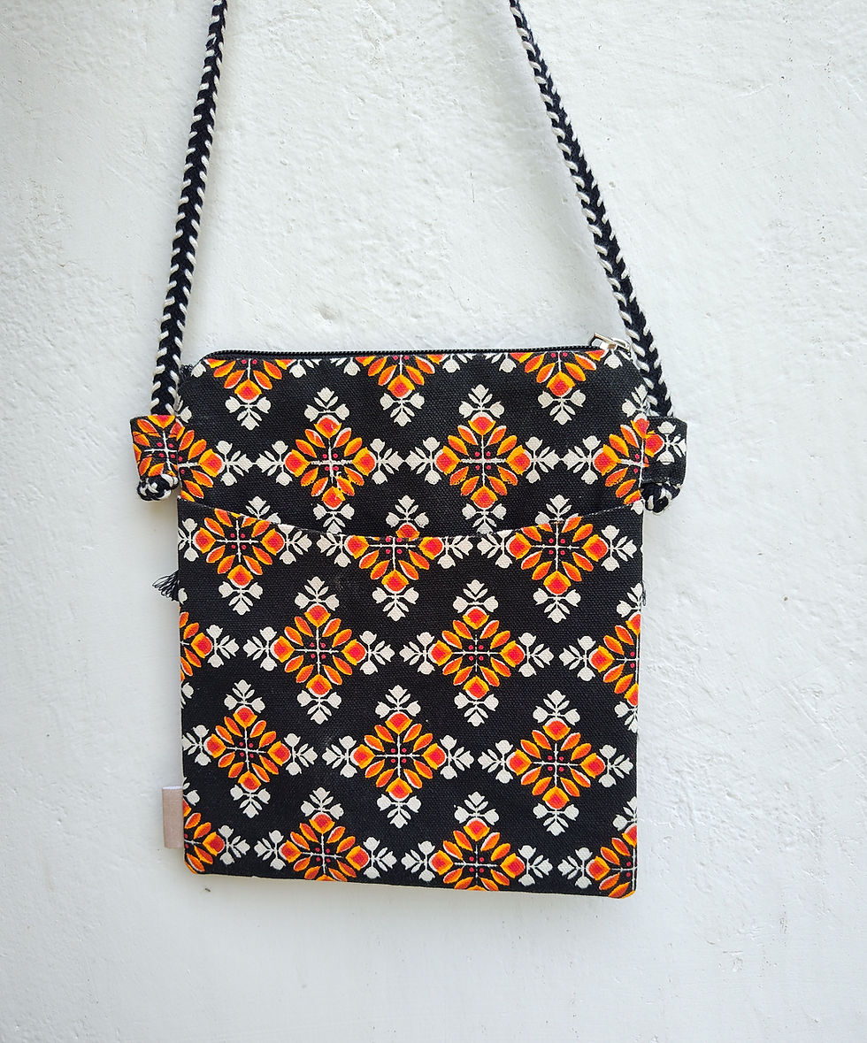 Thumbnail: Hand Crafted Cotton Canvas Black Sling Bag