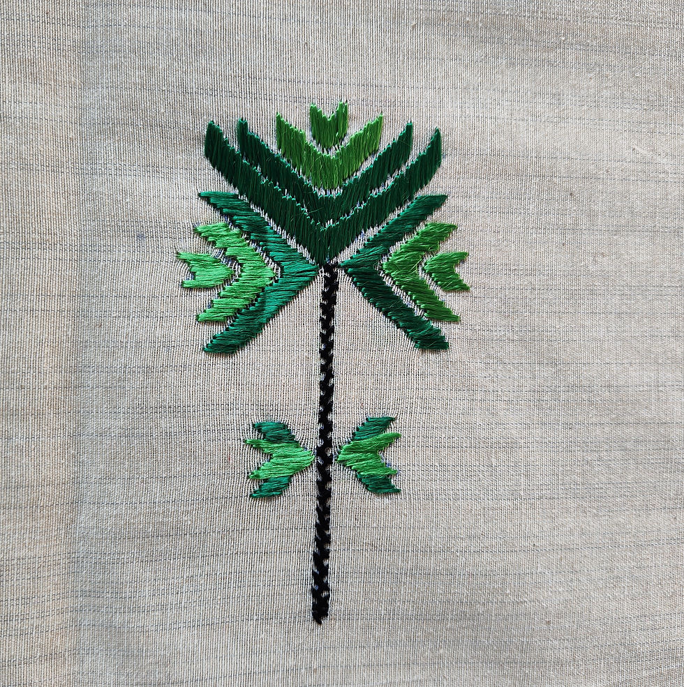 Thumbnail: Off White Hand Embroidered Phulkari Table Runner