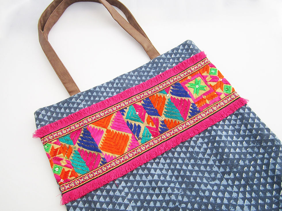 Thumbnail: Blue Cotton Canvas Tote Bag