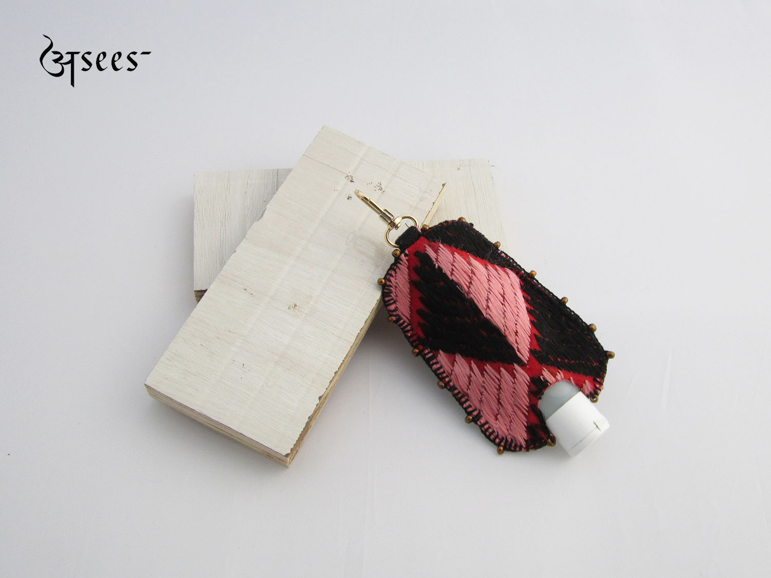 Black and Peach Sanitizer Bottle Holder