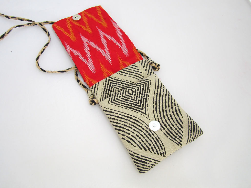 Thumbnail: Beige Phulkari embroidered Mobile sling