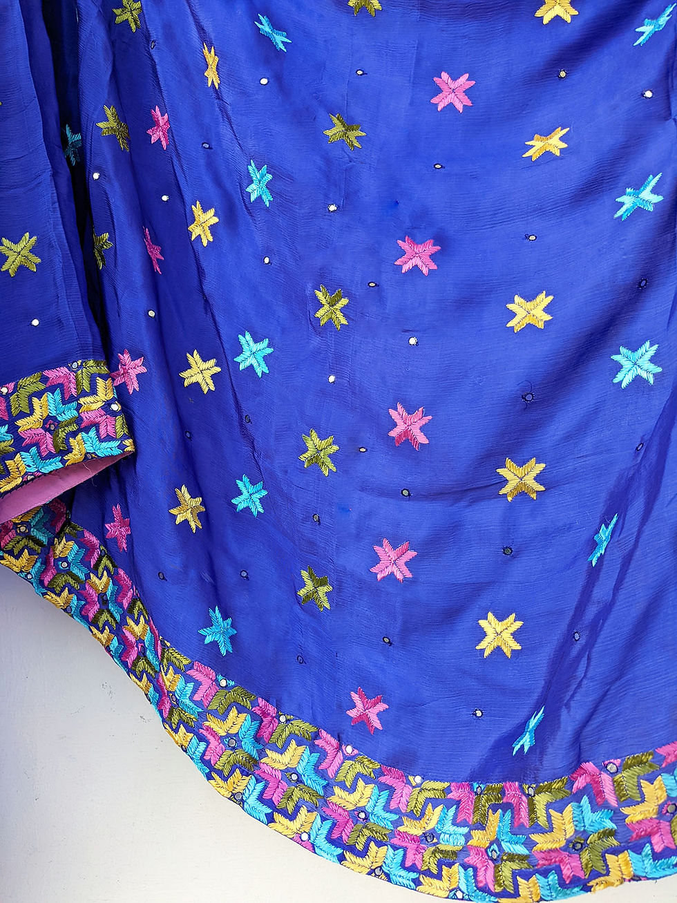 Thumbnail: Blue Crepe Embroidered Phulkari