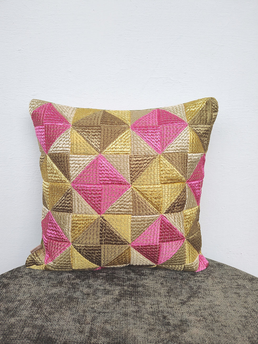 Thumbnail: Green and Pink Phulkari Cushion Cover