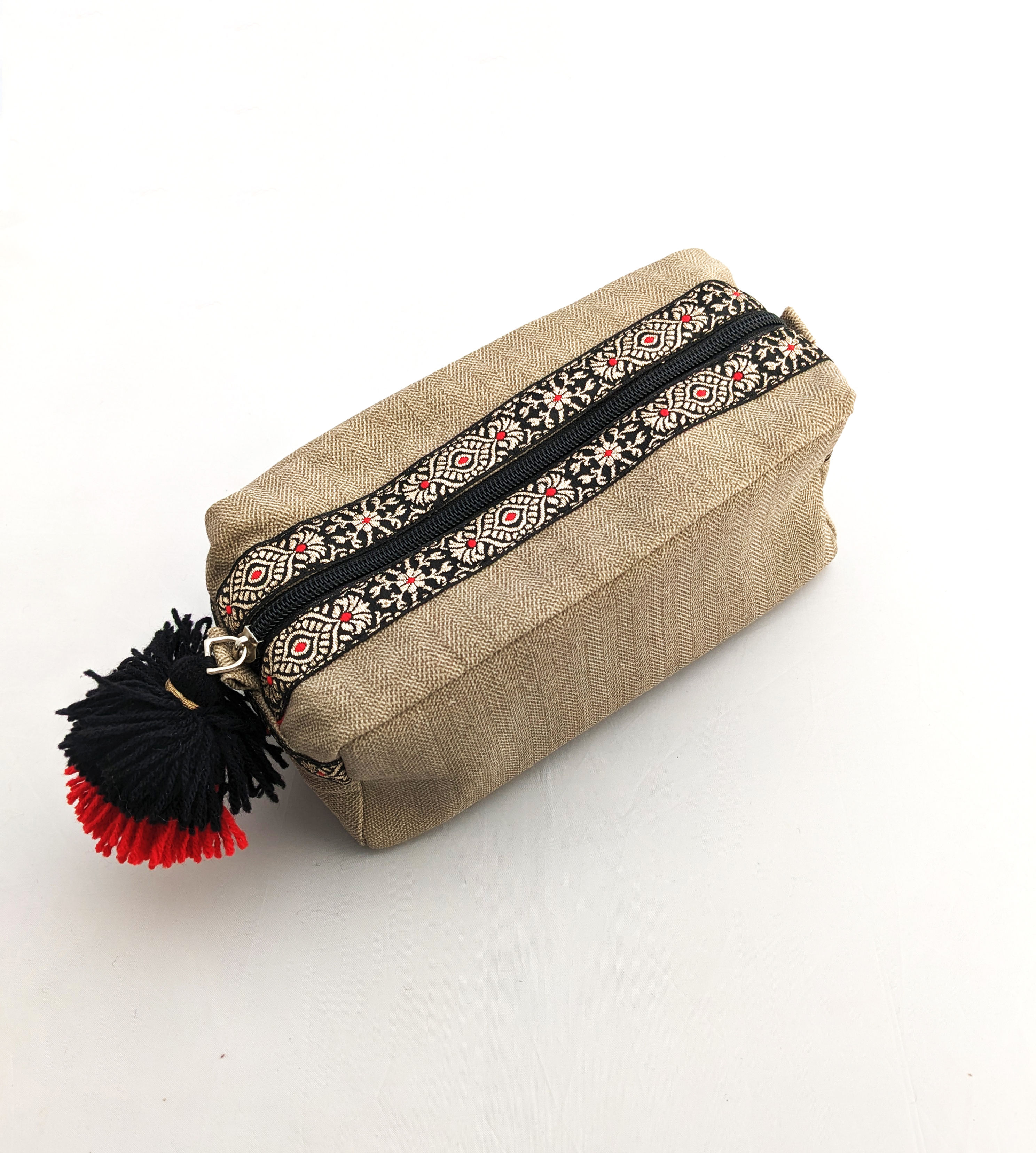 Cotton Canvas Travel kit Beige and Black