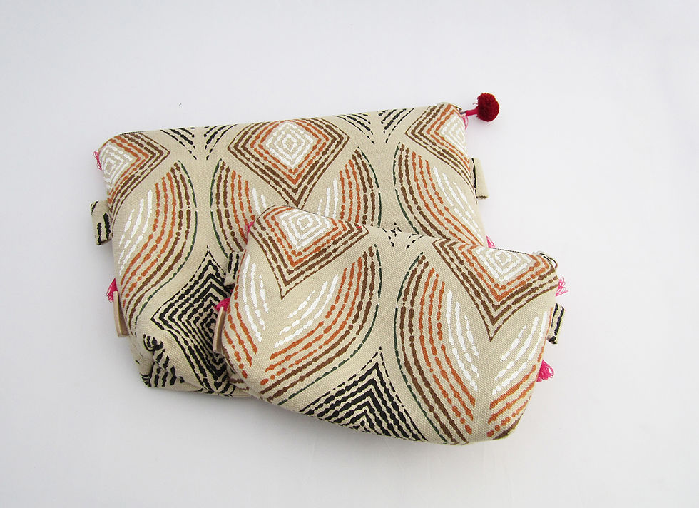 Thumbnail: Beige Zip pouches - Set of 2