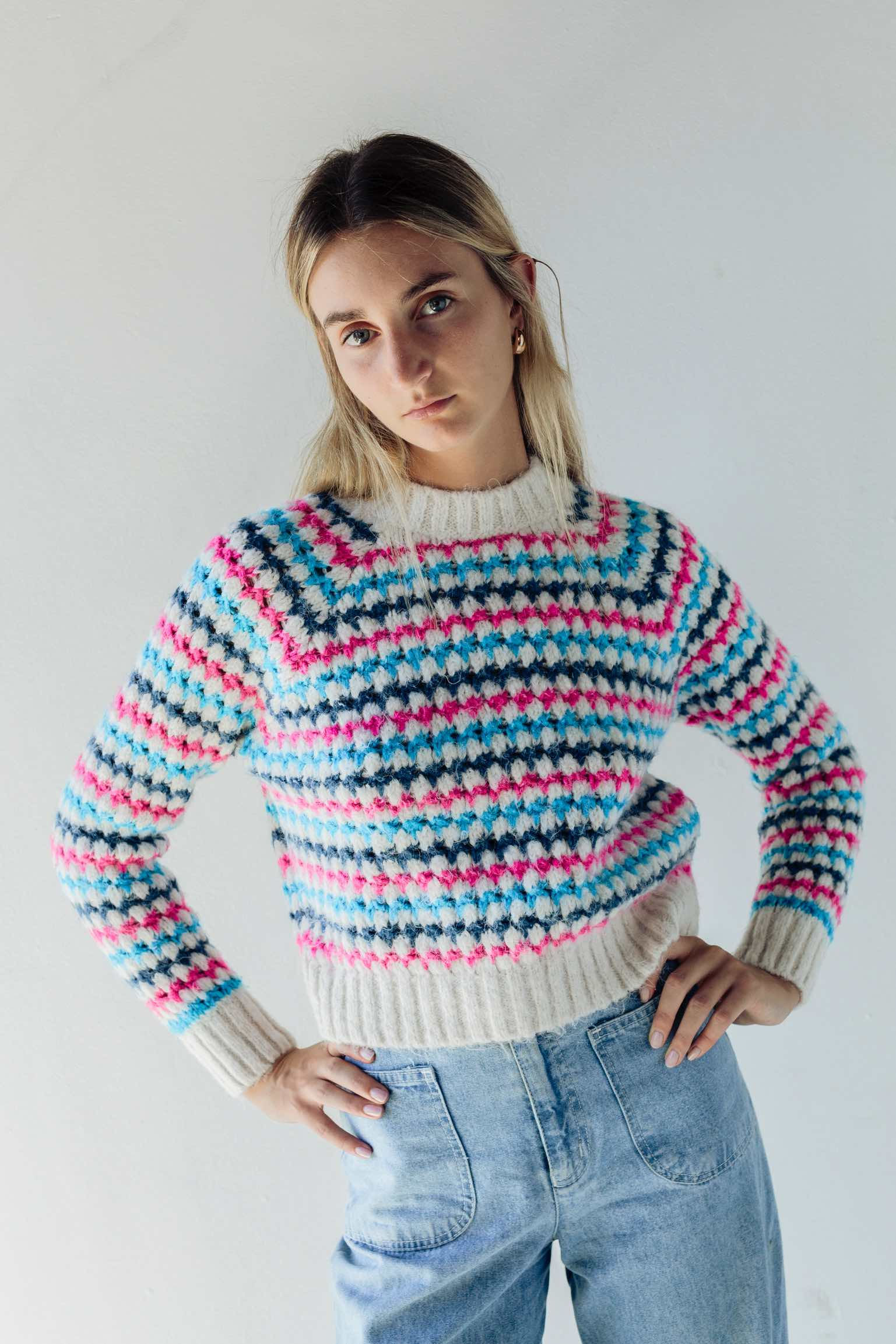 Pink and blue knitted sweater