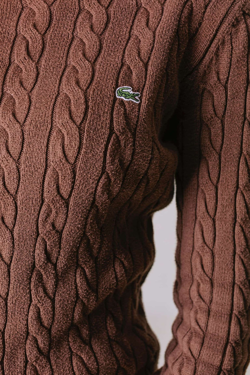 Thumbnail: Brown Lacoste cable knit