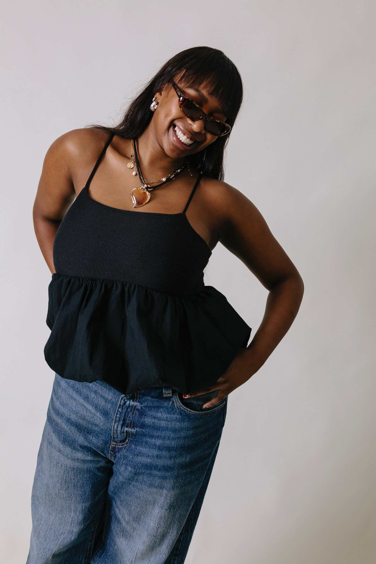 Anthropologie black bubble top