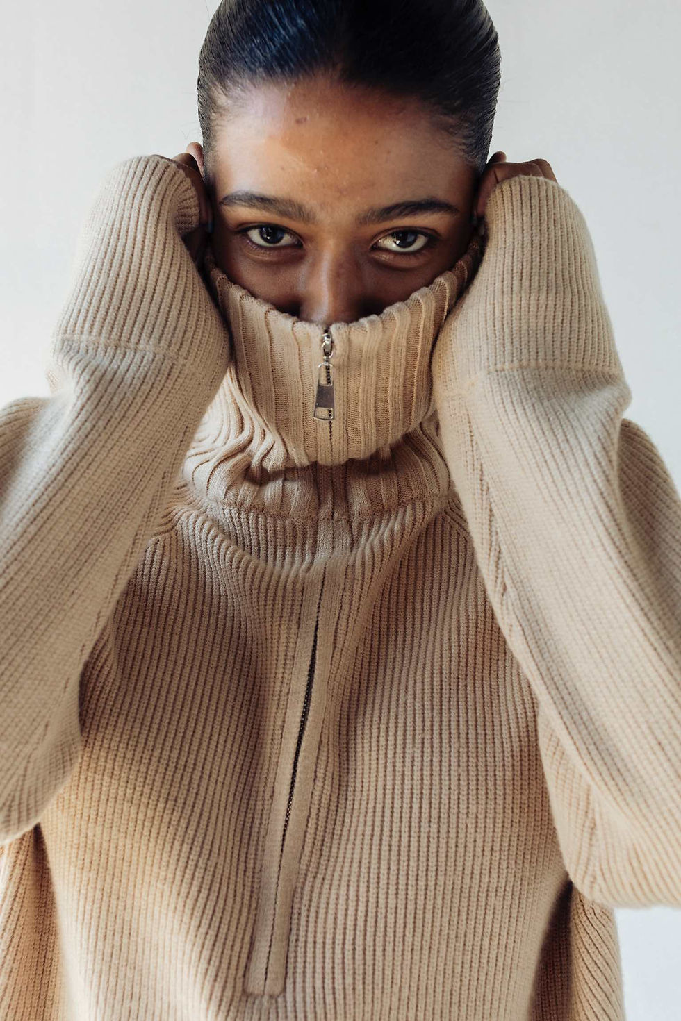 Light khaki half zip sweater