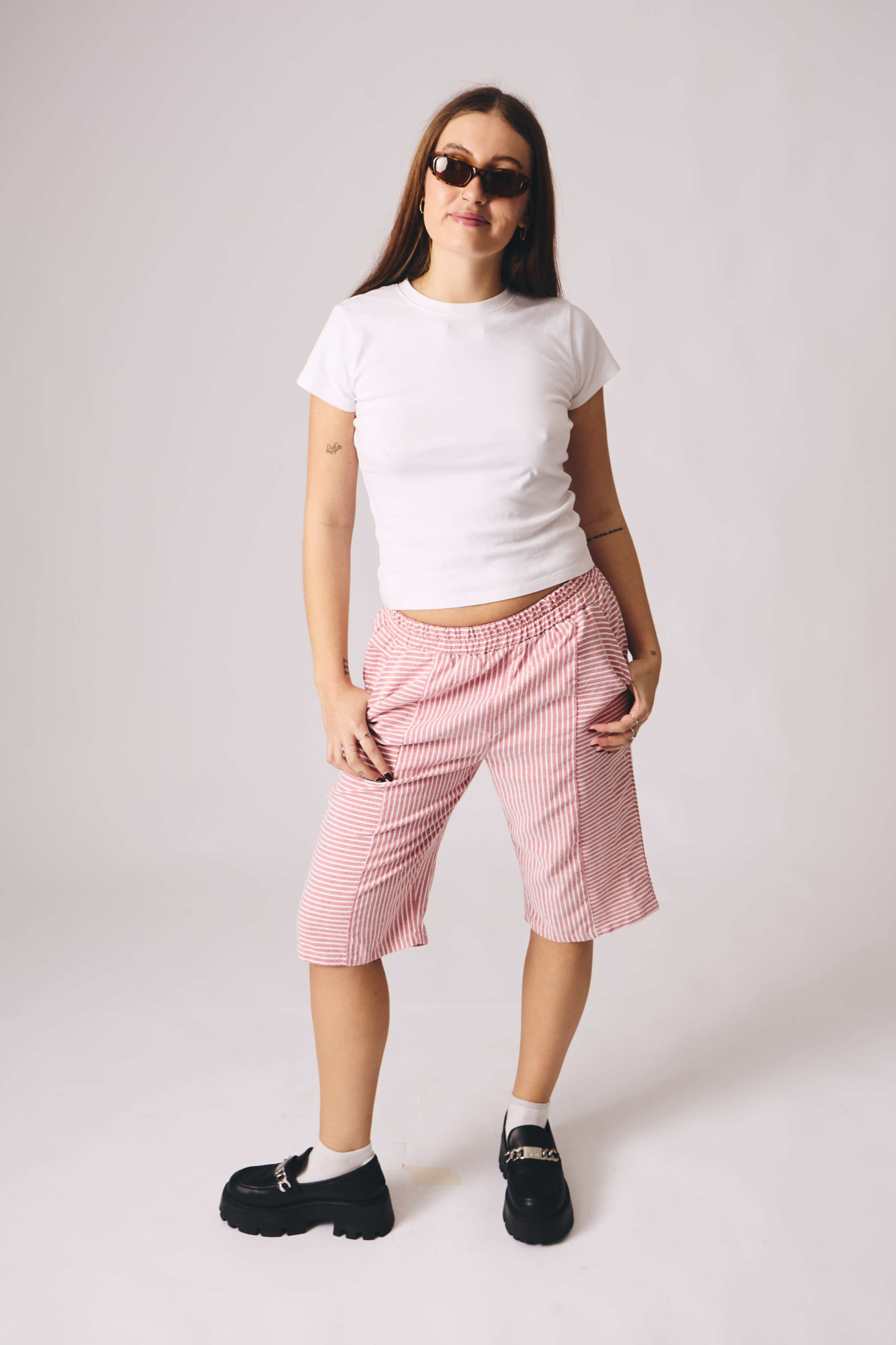 Pink striped bermuda short