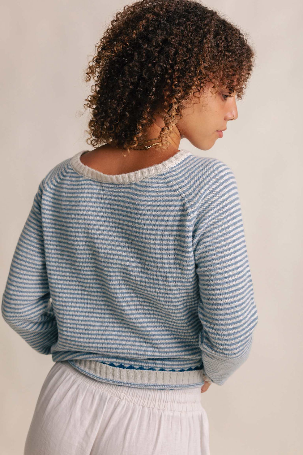 Thumbnail: Light blue and cream fair isle sweater