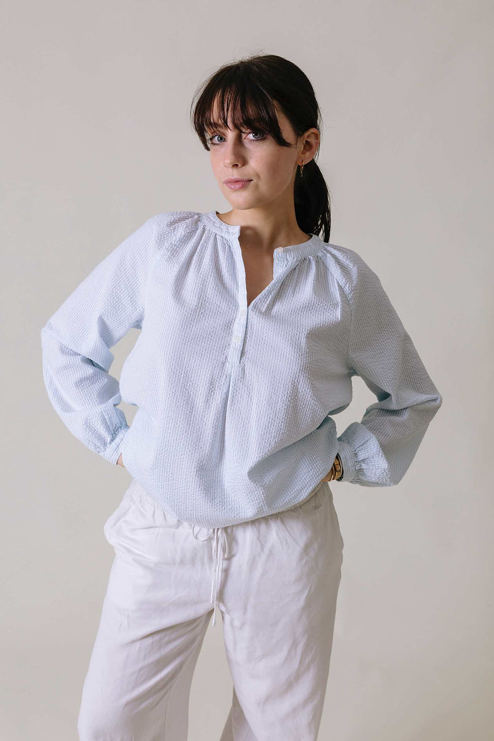 Polar light blue striped blouse