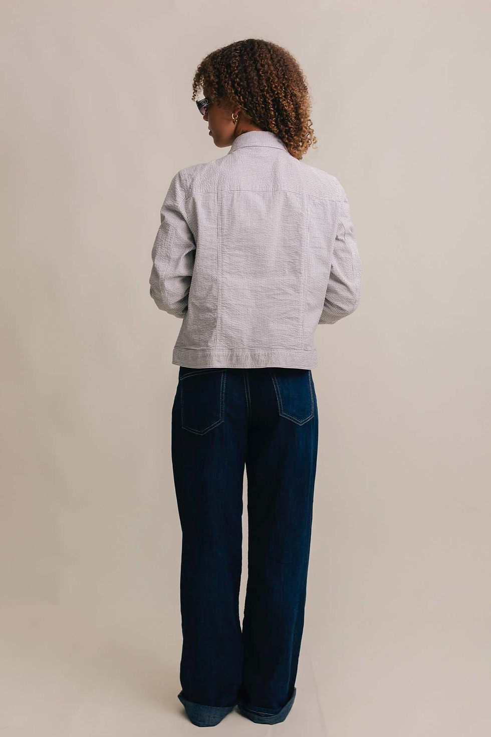 Thumbnail: Blue and white striped jacket