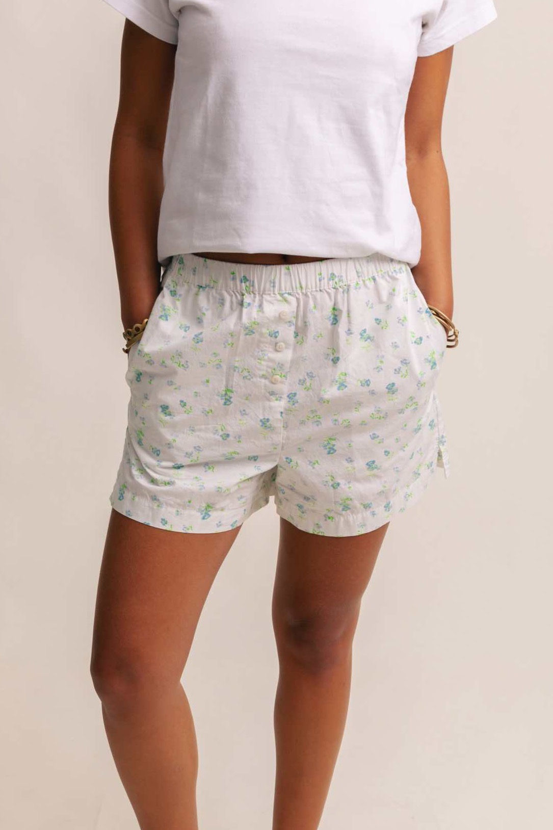 White floral print boxer shorts
