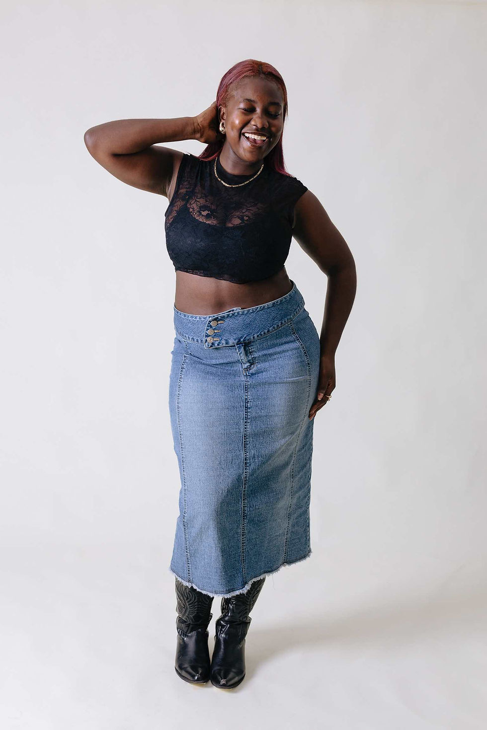 Vintage denim maxi skirt