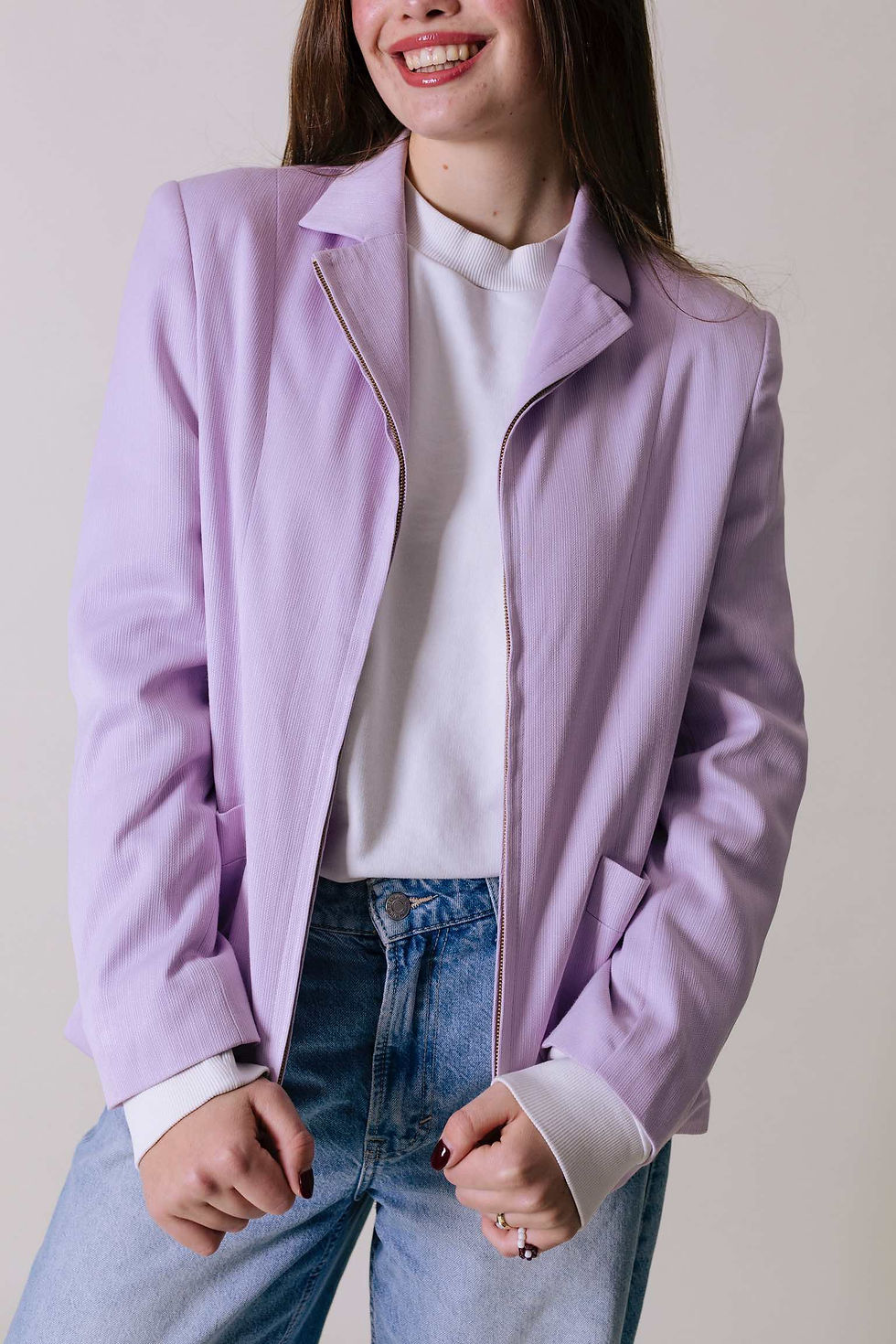 Lilac zip-up blazer
