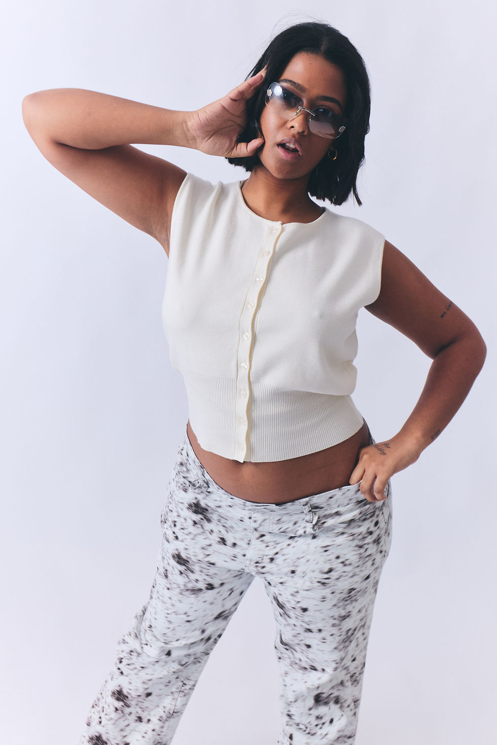 Thumbnail: Brown cow print pants