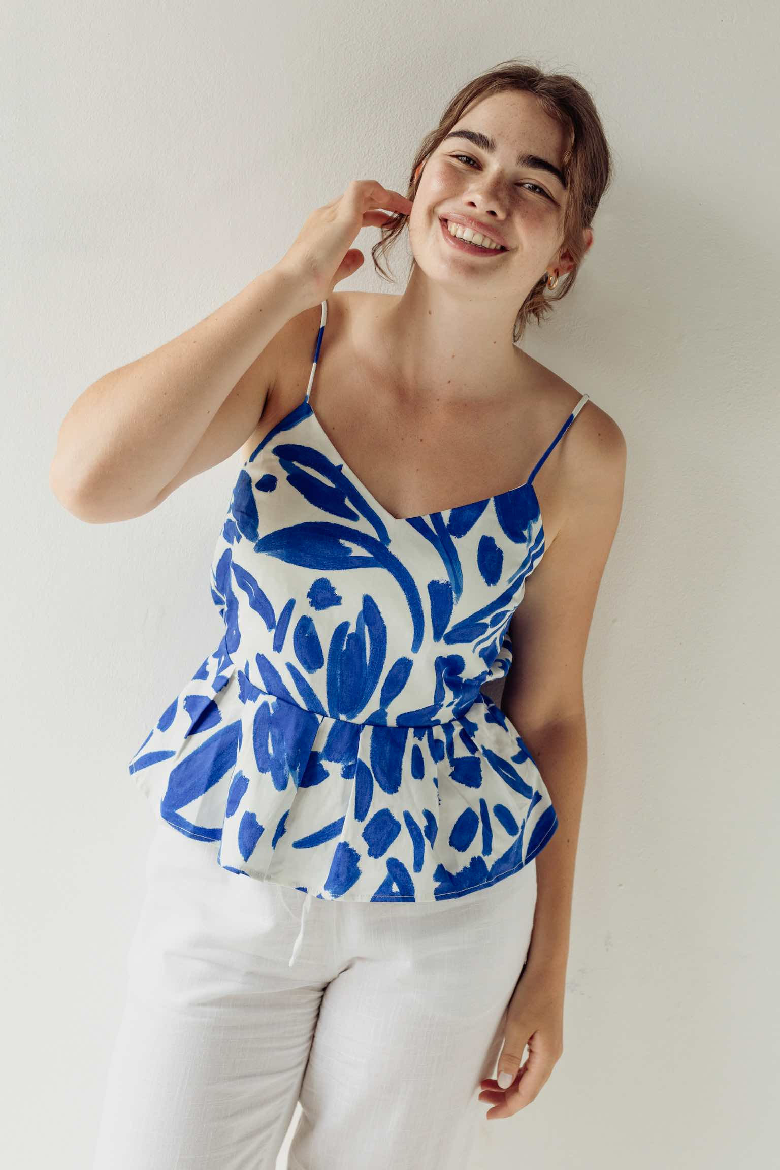 Blue abstract cami