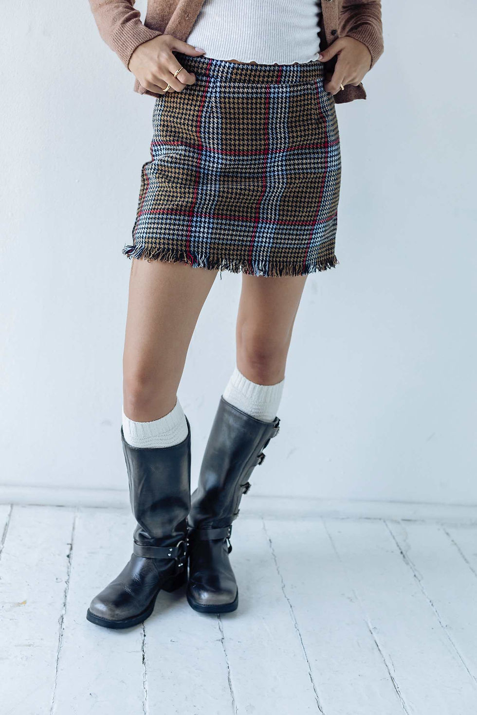 Houndstooth mini skirt