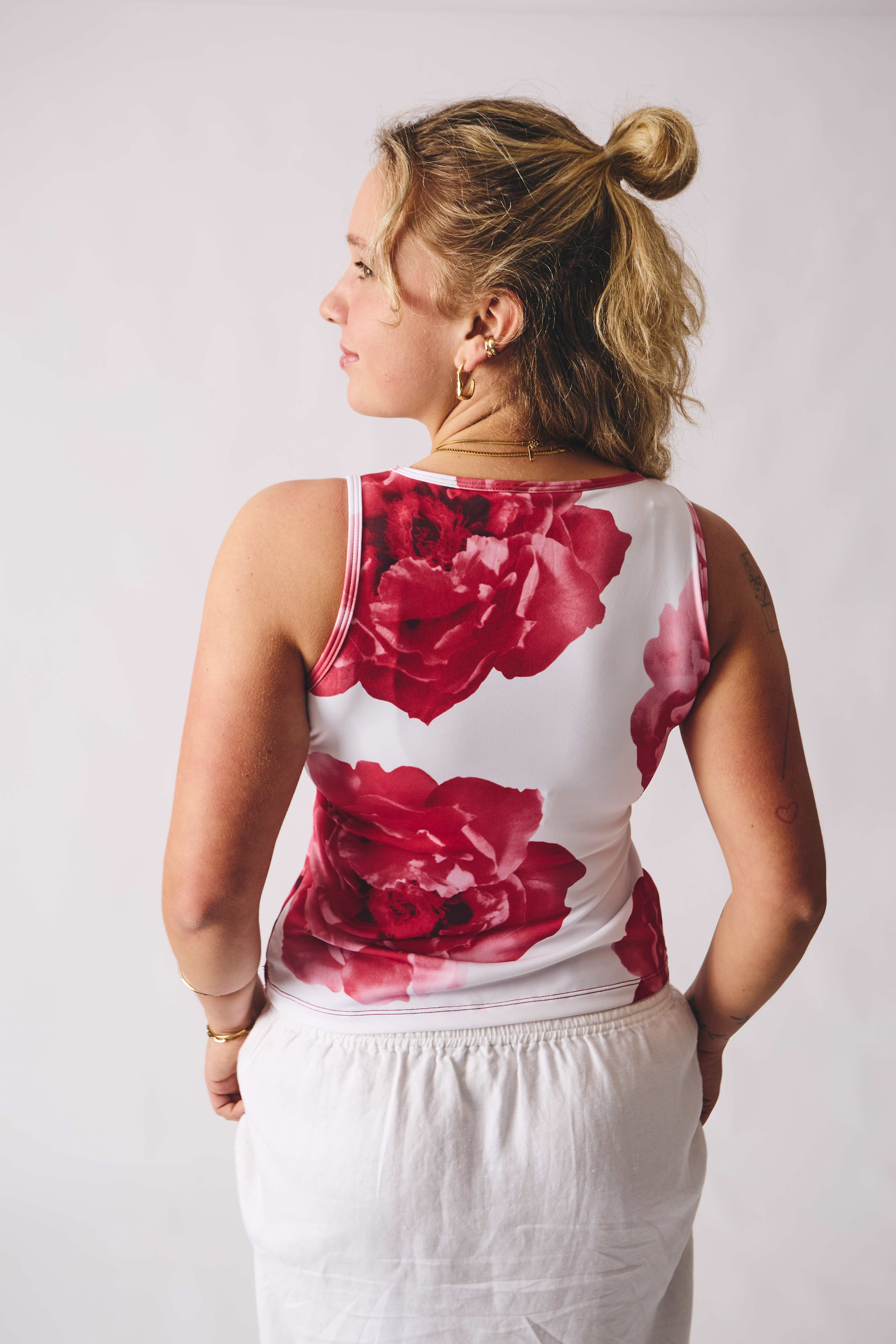 Pink floral tank top