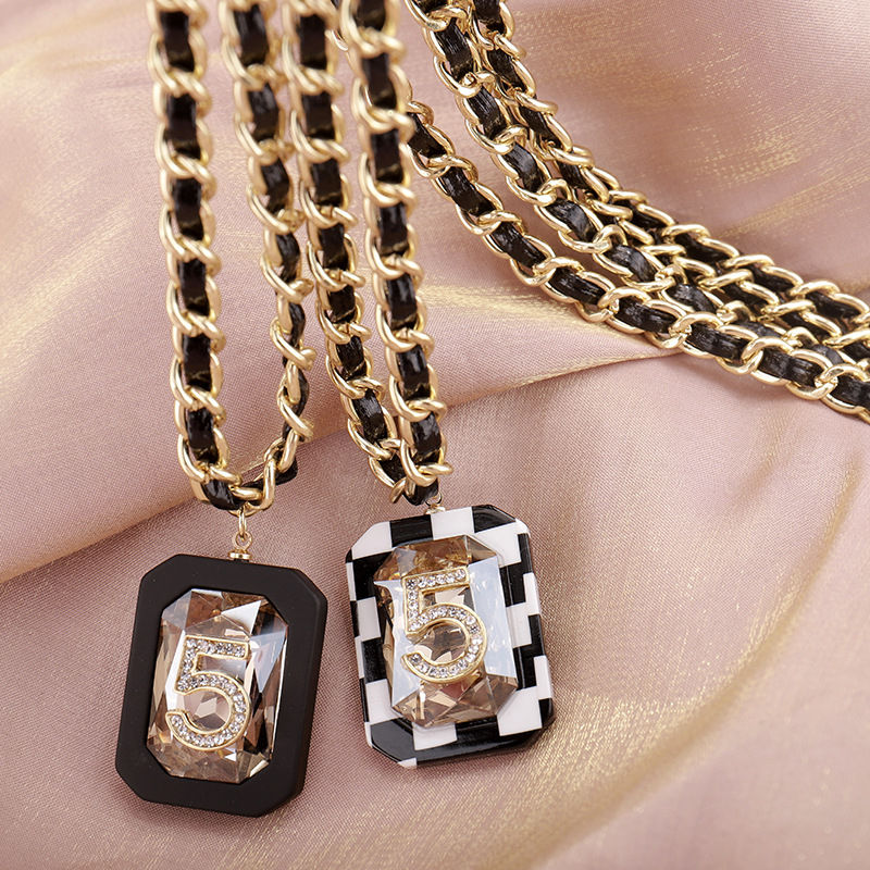 Long Necklace for Women number 5 Character Chain