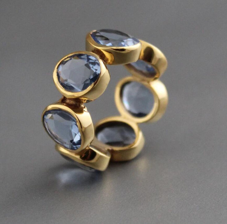 Round Blue Color Zircon Rings